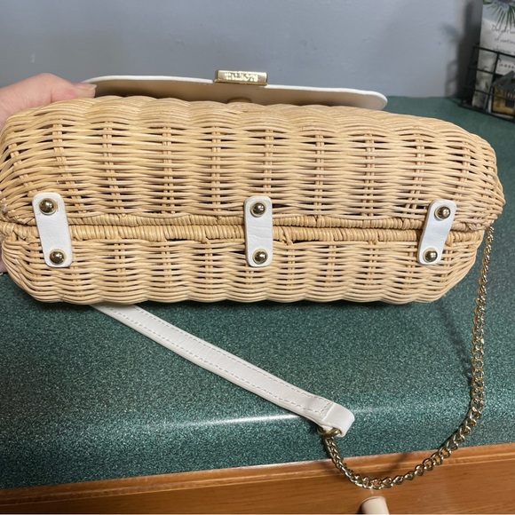 Talbots Rattan and White leather shoulder bag - Picture 4 of 10